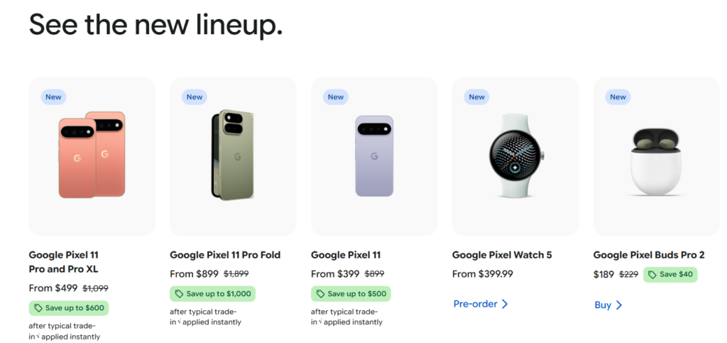Google Pixel 11: preços, modelos, Tensor G6 e câmeras