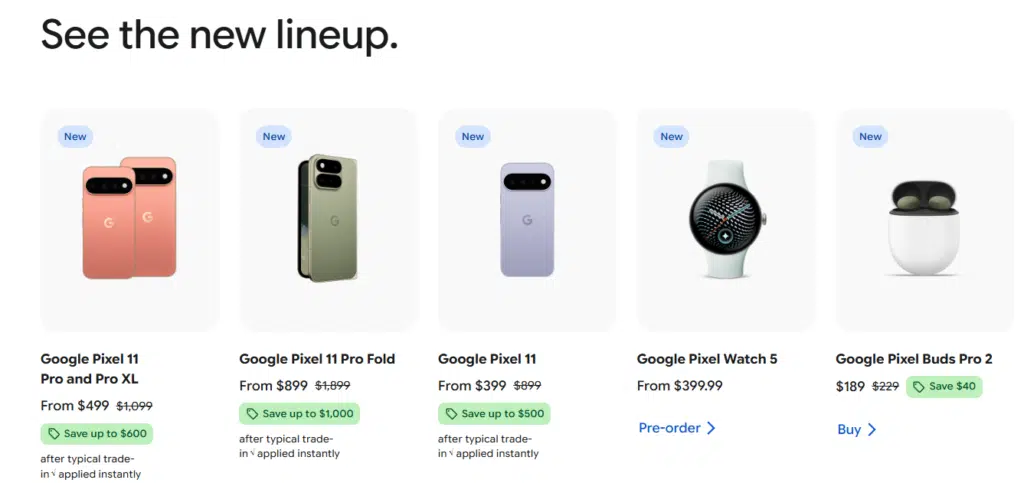 Google Pixel 11: preços, modelos, Tensor G6 e câmeras